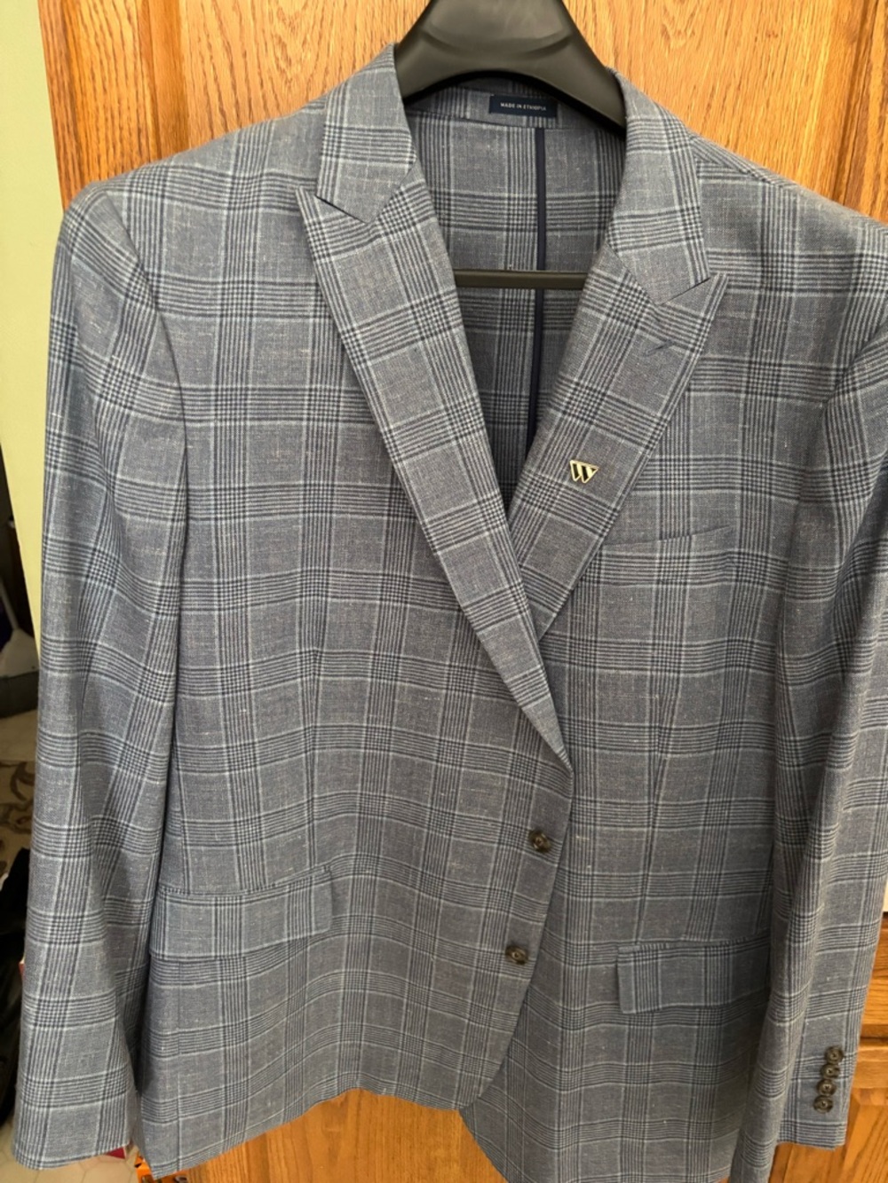 Stafford Light Blue Plaid Sport Coat
